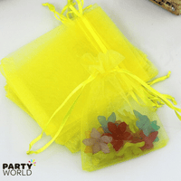 Neon Yellow Mini Organza Bags (10)