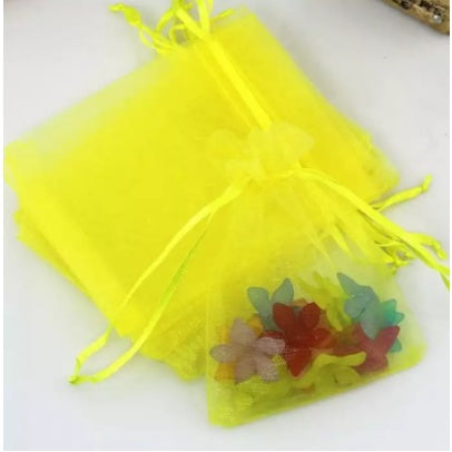 Neon Yellow Mini Organza Bags (10)