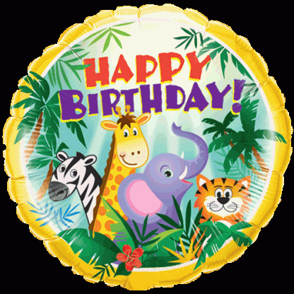 Foil Balloon 18" Happy Birthday - Jungle Friends