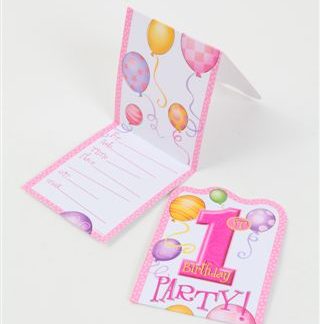 1st Birthday Invitations Pink