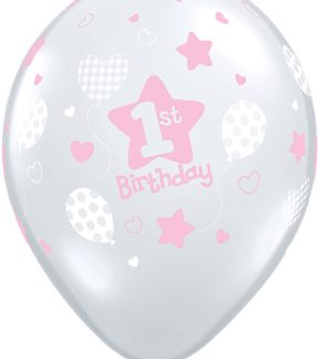 Balloon Single 1st Birthday Clear with Blue Star