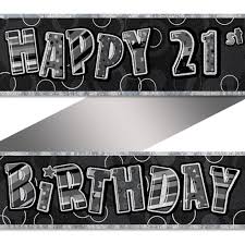 Banner Happy 21st Birthday - Black & Silver