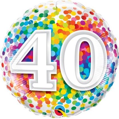 Foil Balloon 40th Birthday - Confetti