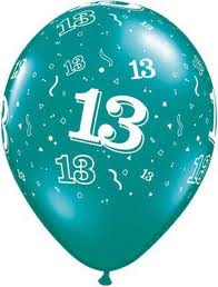 Balloon Single 13th Birthday Assorted