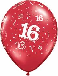Balloon Single 16th Birthday Assorted
