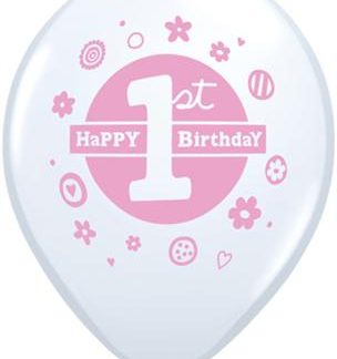 Balloon Single 1st Birthday Pink