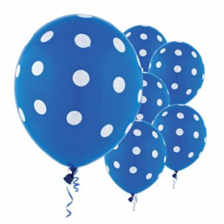 Party Balloons 10pk Blue With White Spot