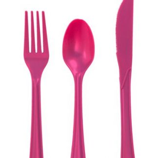 Plastic Magenta Pink Knives 25pk