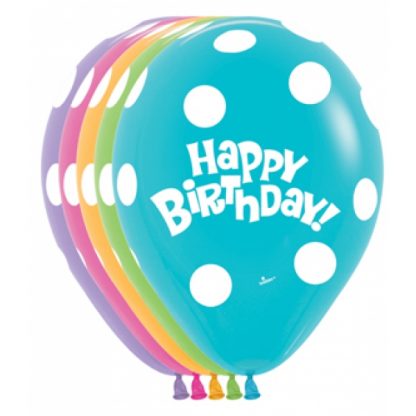 Balloon Single Happy Birthday Polka Dots
