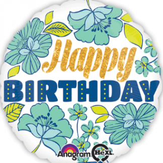 Foil Balloon 18" Happy Birthday - Floral