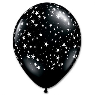 Balloon Single Black - White Stars