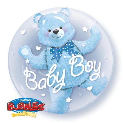 Bubble Balloon 24" Baby Boy Bear - Blue