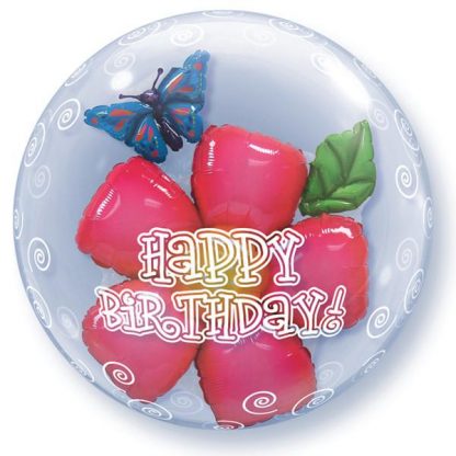 Bubble Balloon 22" Happy Birthday Flower