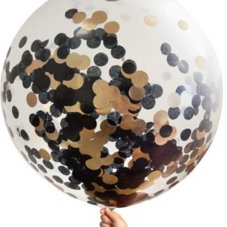 Large Single Confetti Balloon 90cm - Rose/black