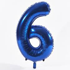 Foil Balloon Number Blue "6" (Uninflated)