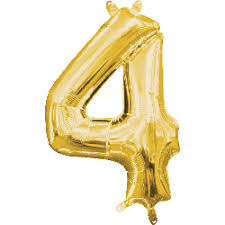 Foil Balloon Number Gold "4" (Uninflated)