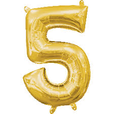 Foil Balloon Number Gold "5" (Uninflated)