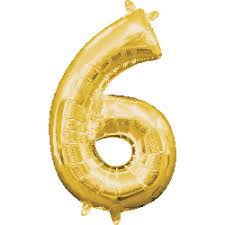 Foil Balloon Number Gold "6" (Uninflated)