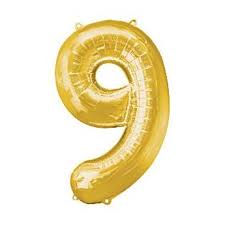 Foil Balloon Number Gold "9" (Uninflated)