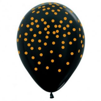 Balloon Single Black - Gold Confetti