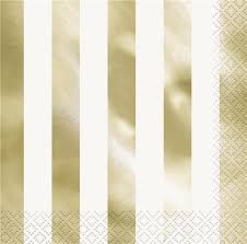 Lunch Napkins 16pk - Gold Stripe