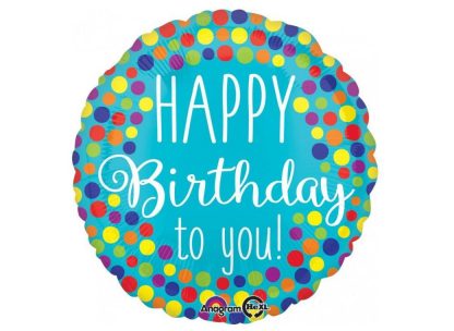 Foil Balloon 18" Happy Birthday to You - Dots