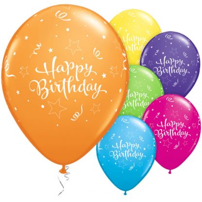 Balloon Single Happy Birthday Stars & Streamers