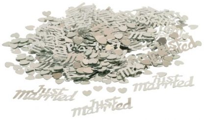 Scatter Confetti Just Married Silver