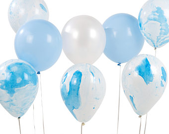 Party Balloons 6pk - Blue Marble Mix