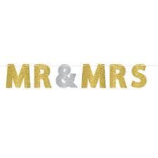 Mr & Mrs Glitter Letter Banner