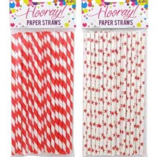 Paper Straws Red Spots or Stars