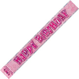 Banner Happy Birthday - Pink & Silver