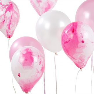 Party Balloons 6pk - Pink Marble Mix