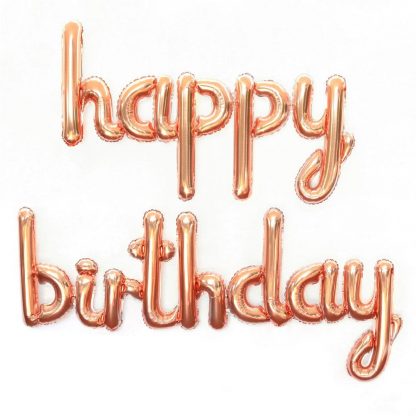 Foil Balloon "HAPPY BIRTHDAY" Banner Rose Gold *Air fill only*