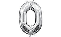 Foil Balloon Number Silver "0" (Uninflated)