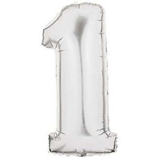 Foil Balloon Number Silver "1" (Uninflated)