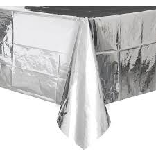 Foil Table Cover Rectangle - Metallic Silver