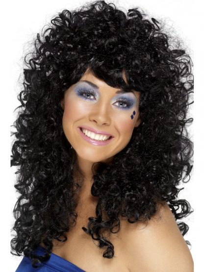Wig Long Curly Black