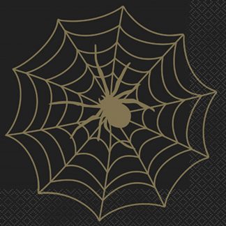 Halloween Black & Gold Spider Web Napkins 16pk
