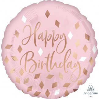 Uninflated Foil Balloon 18"Happy Birthday Blush