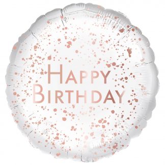 Uninflated Foil Balloon 18"Happy Birthday Rose Gold Splatter
