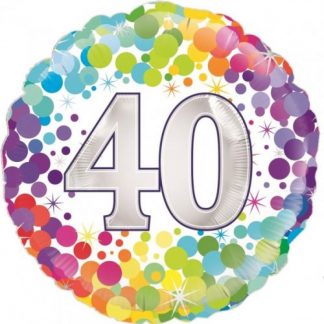 Uninflated Foil Balloon 18"Happy Birthday 40th Confetti