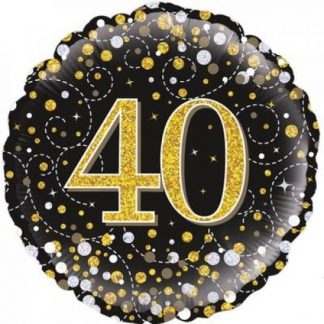 Uninflated Foil Balloon 18"Happy Birthday 40th Gold Sparkling