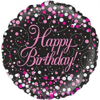Uninflated Foil Balloon 18"Happy Birthday Pink Sparkling
