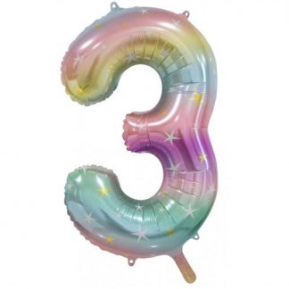 Foil Balloon Number Rainbow "3" (Uninflated)