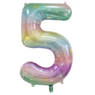 Foil Balloon Number Rainbow "5" (Uninflated)