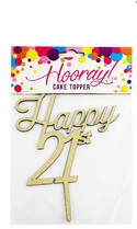 Happy 21st Birthday Silver Glitter Cake Topper