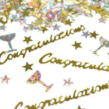 Scatter Confetti Congratulations Gold with stars and wine glasses